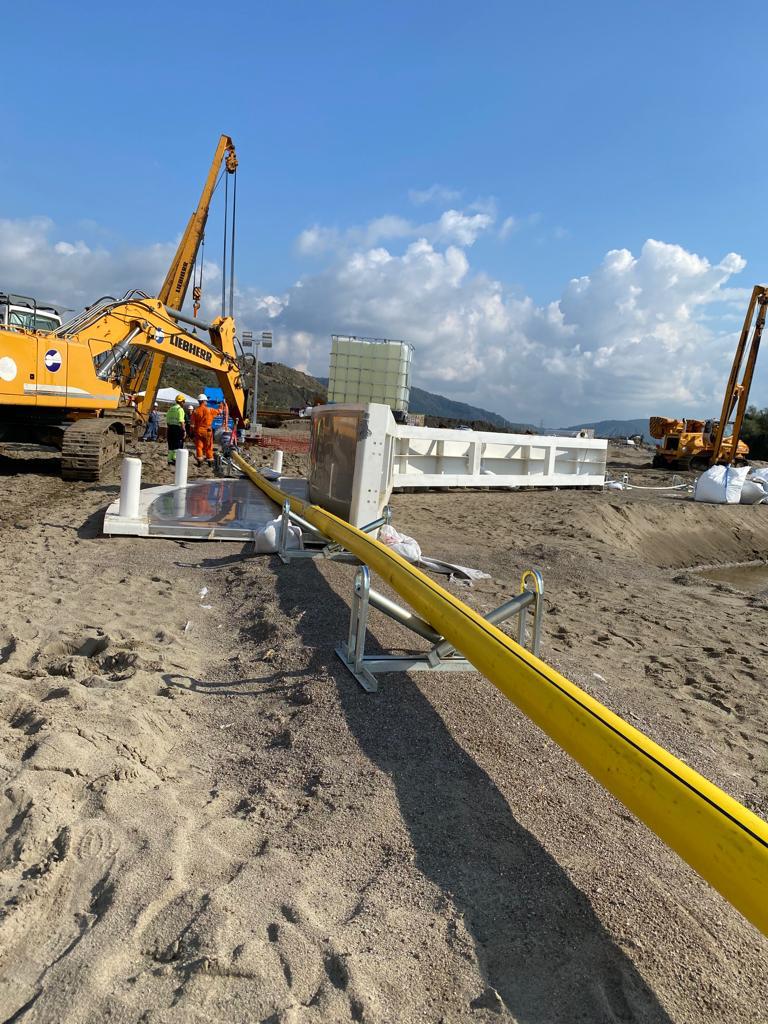 Nearshore cable pull-in works and beach interface preparation